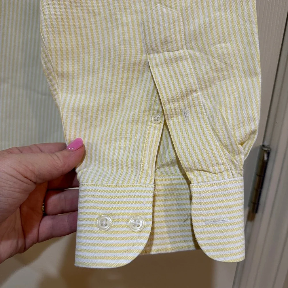 Abercrombie & Fitch Vintage Striped Cotton Button‎ Down Shirt Yellow White 15.5